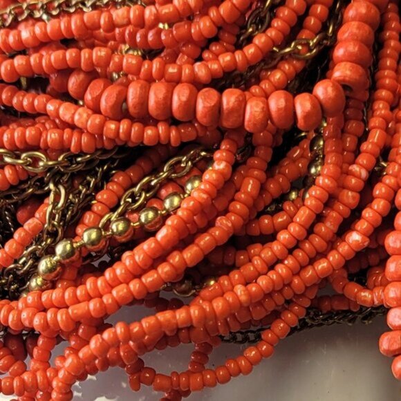 Multistrand Orange Long Necklace - Picture 6 of 12